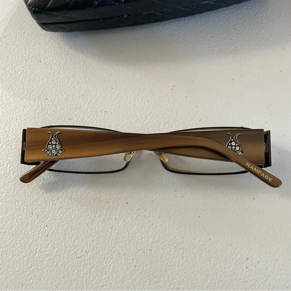 Rampage Brown Glasses with lotus inlay  with Black Case